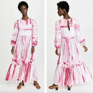 NEW Alix of Bohemia Plume Pink Shibori Dress Tie Dye Bohemian Style Maxi